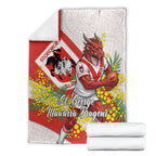 St George Illawarra Dragons Blanket Golden Wattle Floral Polynesian - Australian Flower - Rugby Mascot