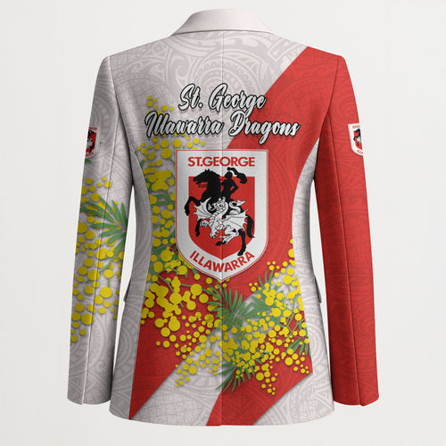 St George Illawarra Dragons Blazer Golden Wattle Floral Polynesian - Australian Flower - Rugby Mascot