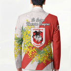 St George Illawarra Dragons Blazer Golden Wattle Floral Polynesian - Australian Flower - Rugby Mascot
