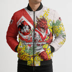 St George Illawarra Dragons Bomber Puffer Jacket Golden Wattle Floral Polynesian - Australian Flower - Rugby Mascot