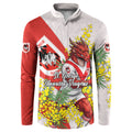 St George Illawarra Dragons Button Sweatshirt Golden Wattle Floral Polynesian - Australian Flower - Rugby Mascot