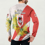 St George Illawarra Dragons Button Sweatshirt Golden Wattle Floral Polynesian - Australian Flower - Rugby Mascot
