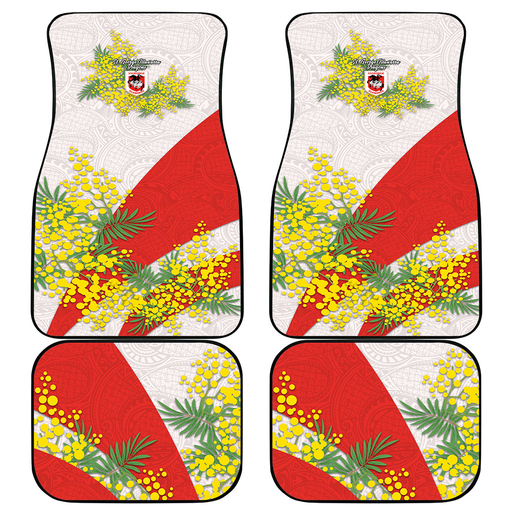 St George Illawarra Dragons Car Mats Golden Wattle Floral Polynesian - Australian Flower - Rugby Mascot