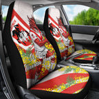 St George Illawarra Dragons Car Seat Cover Golden Wattle Floral Polynesian - Australian Flower - Rugby Mascot
