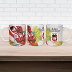 St George Illawarra Dragons Ceramic Mug Golden Wattle Floral Polynesian - Australian Flower - Rugby Mascot