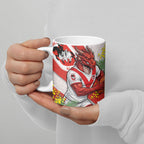 St George Illawarra Dragons Ceramic Mug Golden Wattle Floral Polynesian - Australian Flower - Rugby Mascot