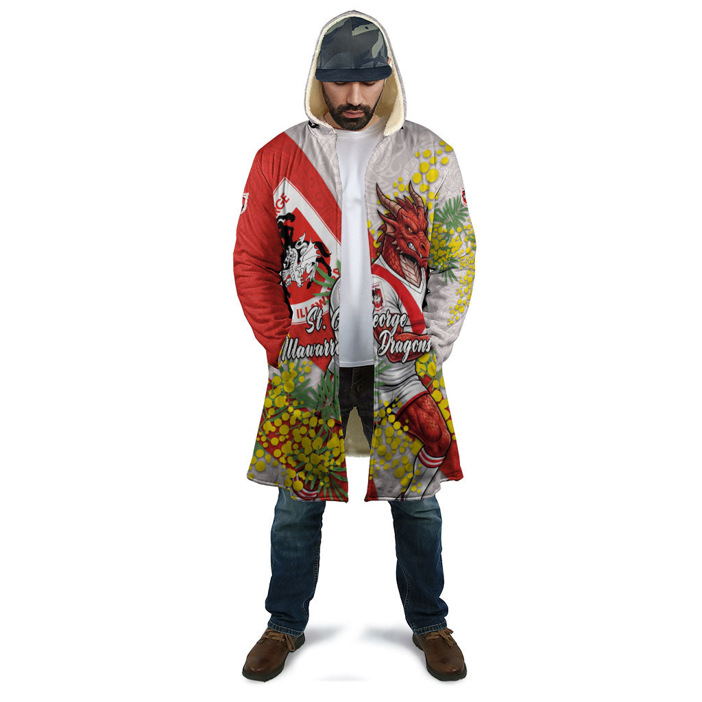 St George Illawarra Dragons Cloak Golden Wattle Floral Polynesian - Australian Flower - Rugby Mascot