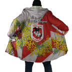 St George Illawarra Dragons Cloak Golden Wattle Floral Polynesian - Australian Flower - Rugby Mascot