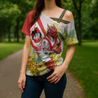 St George Illawarra Dragons Cross Shoulder Shirt Golden Wattle Floral Polynesian - Australian Flower - Rugby Mascot