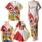 St George Illawarra Dragons Family Matching Tank Maxi Dress and Hawaiian Shirt Golden Wattle Floral Polynesian - Australian Flower - Rugby Mascot