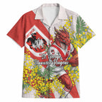 St George Illawarra Dragons Hawaiian Shirt Golden Wattle Floral Polynesian - Australian Flower - Rugby Mascot