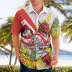 St George Illawarra Dragons Hawaiian Shirt Golden Wattle Floral Polynesian - Australian Flower - Rugby Mascot