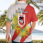 St George Illawarra Dragons Hawaiian Shirt Golden Wattle Floral Polynesian - Australian Flower - Rugby Mascot