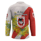 St George Illawarra Dragons Hockey Jersey Golden Wattle Floral Polynesian - Australian Flower - Rugby Mascot