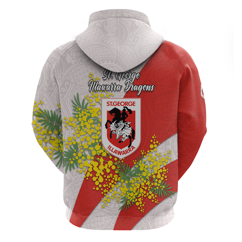 St George Illawarra Dragons Hoodie Golden Wattle Floral Polynesian - Australian Flower - Rugby Mascot