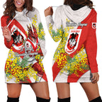 St George Illawarra Dragons Hoodie Dress Golden Wattle Floral Polynesian - Australian Flower - Rugby Mascot