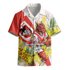 St George Illawarra Dragons Kid Hawaiian Shirt Golden Wattle Floral Polynesian - Australian Flower - Rugby Mascot