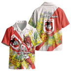 St George Illawarra Dragons Kid Hawaiian Shirt Golden Wattle Floral Polynesian - Australian Flower - Rugby Mascot