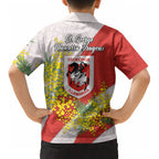 St George Illawarra Dragons Kid Hawaiian Shirt Golden Wattle Floral Polynesian - Australian Flower - Rugby Mascot