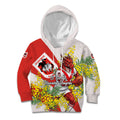 St George Illawarra Dragons Kid Hoodie Golden Wattle Floral Polynesian - Australian Flower - Rugby Mascot