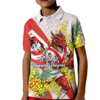 St George Illawarra Dragons Kid Polo Shirt Golden Wattle Floral Polynesian - Australian Flower - Rugby Mascot