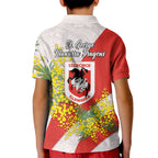 St George Illawarra Dragons Kid Polo Shirt Golden Wattle Floral Polynesian - Australian Flower - Rugby Mascot