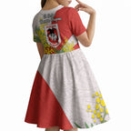 St George Illawarra Dragons Kid Short Sleeve Dress Golden Wattle Floral Polynesian - Australian Flower - Rugby Mascot