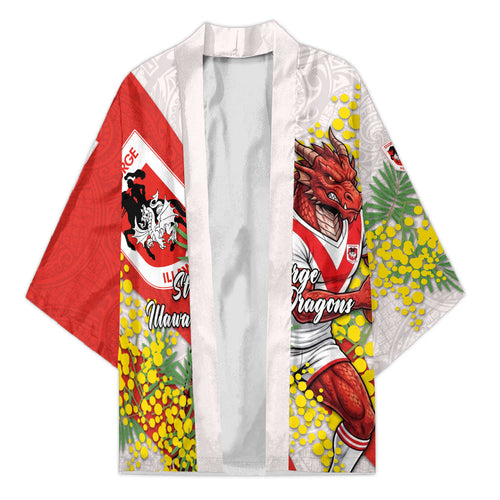 St George Illawarra Dragons Kimono Golden Wattle Floral Polynesian - Australian Flower - Rugby Mascot