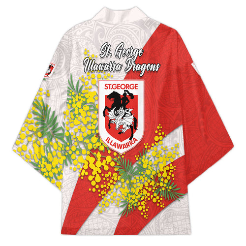 St George Illawarra Dragons Kimono Golden Wattle Floral Polynesian - Australian Flower - Rugby Mascot