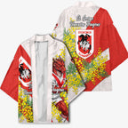St George Illawarra Dragons Kimono Golden Wattle Floral Polynesian - Australian Flower - Rugby Mascot