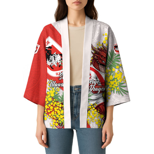 St George Illawarra Dragons Kimono Golden Wattle Floral Polynesian - Australian Flower - Rugby Mascot