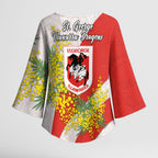 St George Illawarra Dragons Kimono Sleeve Blouse Golden Wattle Floral Polynesian - Australian Flower - Rugby Mascot
