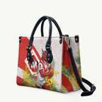 St George Illawarra Dragons Leather Bag Golden Wattle Floral Polynesian - Australian Flower - Rugby Mascot