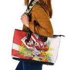 St George Illawarra Dragons Leather Tote Bag Golden Wattle Floral Polynesian - Australian Flower - Rugby Mascot