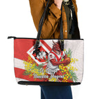 St George Illawarra Dragons Leather Tote Bag Golden Wattle Floral Polynesian - Australian Flower - Rugby Mascot