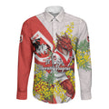 St George Illawarra Dragons Long Sleeve Button Shirt Golden Wattle Floral Polynesian - Australian Flower - Rugby Mascot