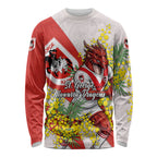 St George Illawarra Dragons Long Sleeve Shirt Golden Wattle Floral Polynesian - Australian Flower - Rugby Mascot