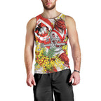 St George Illawarra Dragons Men Tank Top Golden Wattle Floral Polynesian - Australian Flower - Rugby Mascot