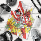 St George Illawarra Dragons Men Tank Top Golden Wattle Floral Polynesian - Australian Flower - Rugby Mascot