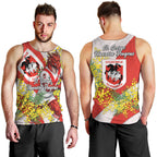 St George Illawarra Dragons Men Tank Top Golden Wattle Floral Polynesian - Australian Flower - Rugby Mascot