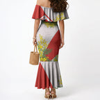 St George Illawarra Dragons Mermaid Dress Golden Wattle Floral Polynesian - Australian Flower - Rugby Mascot