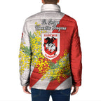 St George Illawarra Dragons Padded Jacket Golden Wattle Floral Polynesian - Australian Flower - Rugby Mascot
