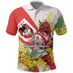 St George Illawarra Dragons Polo Shirt Golden Wattle Floral Polynesian - Australian Flower - Rugby Mascot