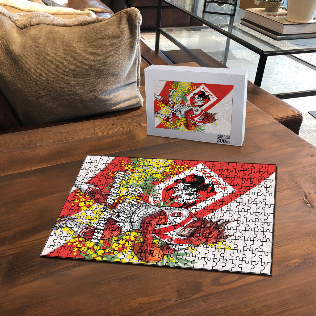 St George Illawarra Dragons Puzzle Golden Wattle Floral Polynesian - Australian Flower - Rugby Mascot