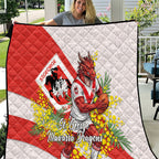 St George Illawarra Dragons Quilt Golden Wattle Floral Polynesian - Australian Flower - Rugby Mascot