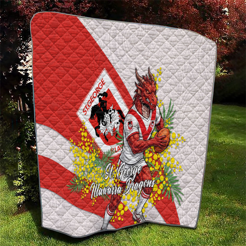 St George Illawarra Dragons Quilt Golden Wattle Floral Polynesian - Australian Flower - Rugby Mascot