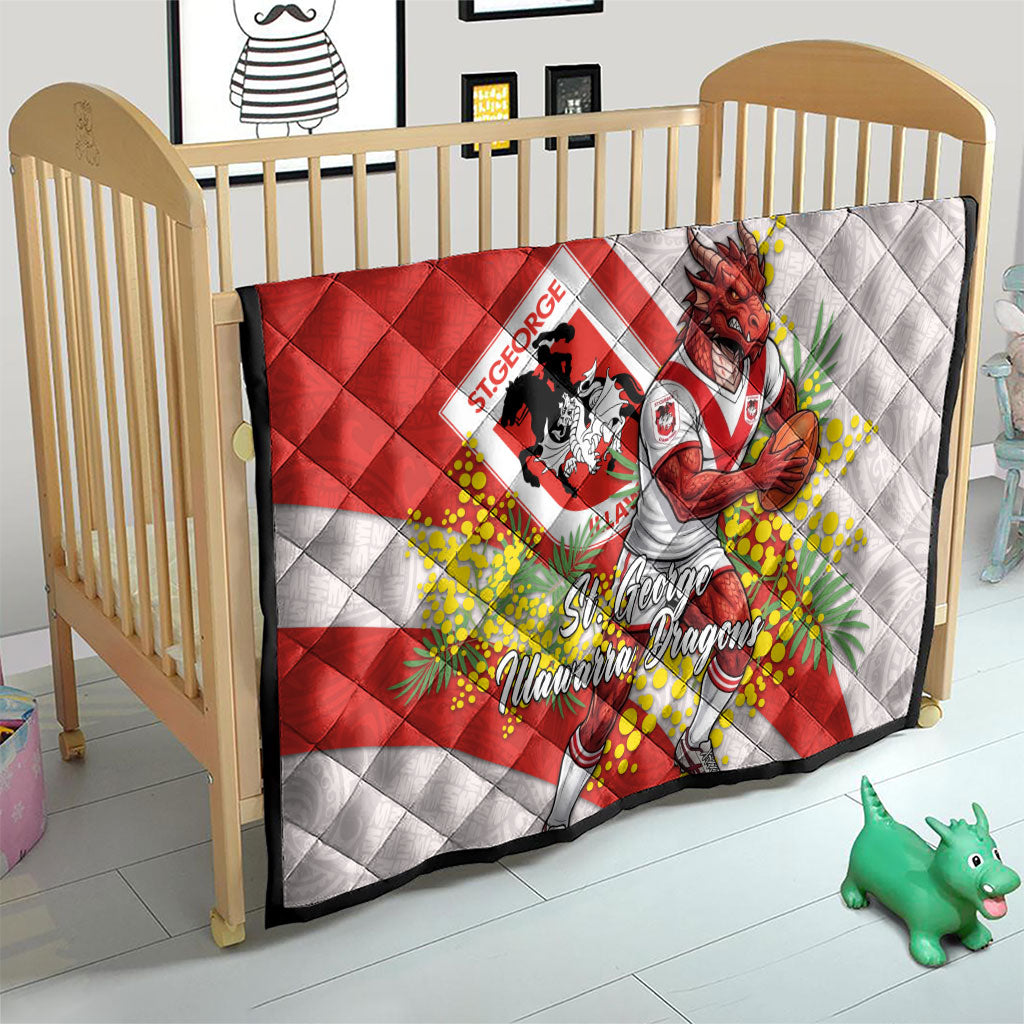 St George Illawarra Dragons Quilt Golden Wattle Floral Polynesian - Australian Flower - Rugby Mascot