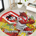 St George Illawarra Dragons Round Carpet Golden Wattle Floral Polynesian - Australian Flower - Rugby Mascot