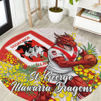 St George Illawarra Dragons Round Carpet Golden Wattle Floral Polynesian - Australian Flower - Rugby Mascot