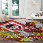 St George Illawarra Dragons Round Carpet Golden Wattle Floral Polynesian - Australian Flower - Rugby Mascot